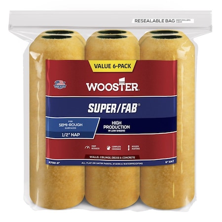 Wooster Wooster Super/Fab Knit 9 in. W X 1/2 in. Regular Paint Roller Cover 6 pk R750-9